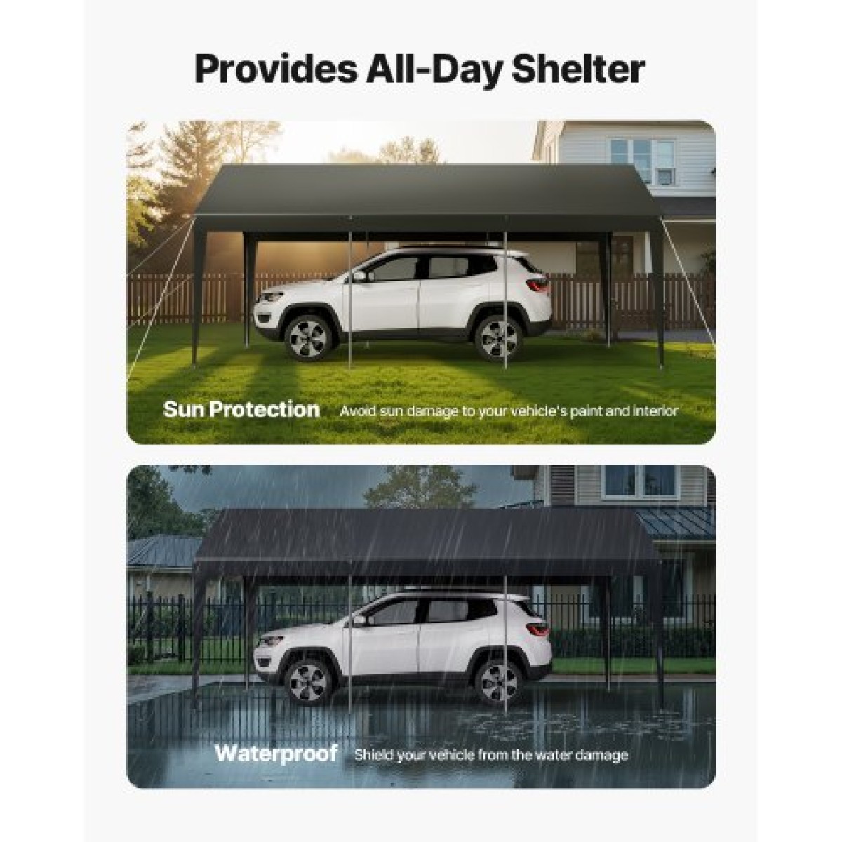 VEVOR Carport, 10 x 20 FT υπαίθριος θόλος αυτοκινήτου, πόσιμο υπόστεγο, γαλβανισμένο βαρέως τύπου στέγαστρο αυτοκινήτου, ανθεκτικό στην υπεριώδη ακτινοβολία & αδιάβροχο, προστασία για όλες τις εποχές, υπόστεγο αποθήκευσης για μοτοσικλέτα σκάφους αυτοκ