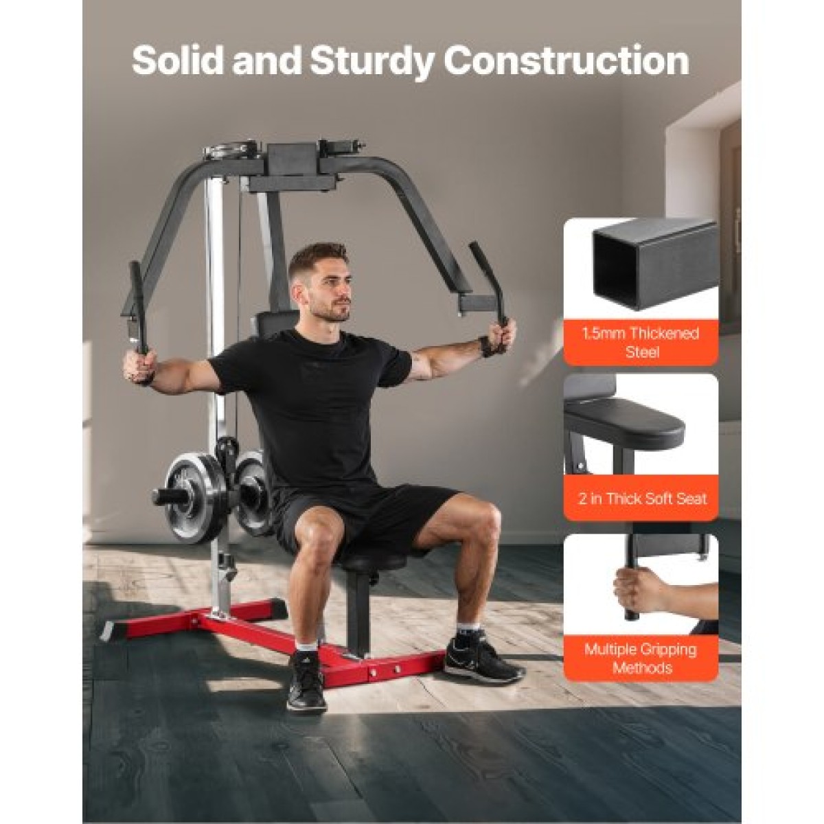 Μηχάνημα VEVOR Chest Fly Machine, Εξειδικευμένο μηχάνημα άνω σώματος για γυμναστήριο στο σπίτι, ρυθμιζόμενο Fly and Reverse Delt Machine, για ασκήσεις στήθους, πλάτης, θωρακικού, οπίσθιου δελτοειδή και ώμων, κράτημα έως 450 LBS