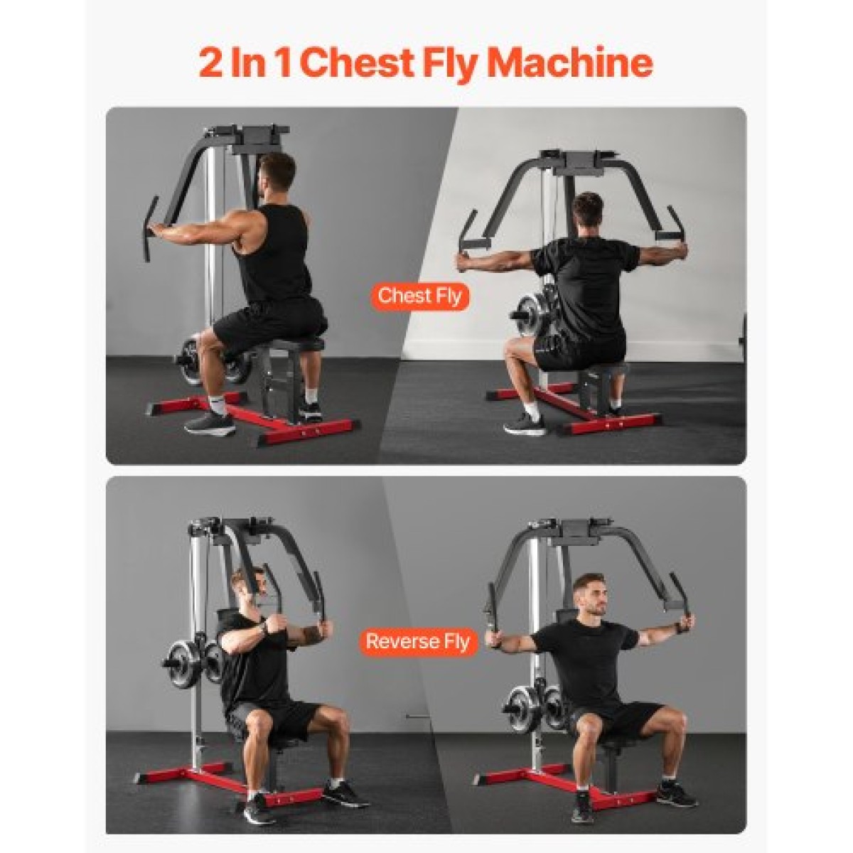 Μηχάνημα VEVOR Chest Fly Machine, Εξειδικευμένο μηχάνημα άνω σώματος για γυμναστήριο στο σπίτι, ρυθμιζόμενο Fly and Reverse Delt Machine, για ασκήσεις στήθους, πλάτης, θωρακικού, οπίσθιου δελτοειδή και ώμων, κράτημα έως 450 LBS