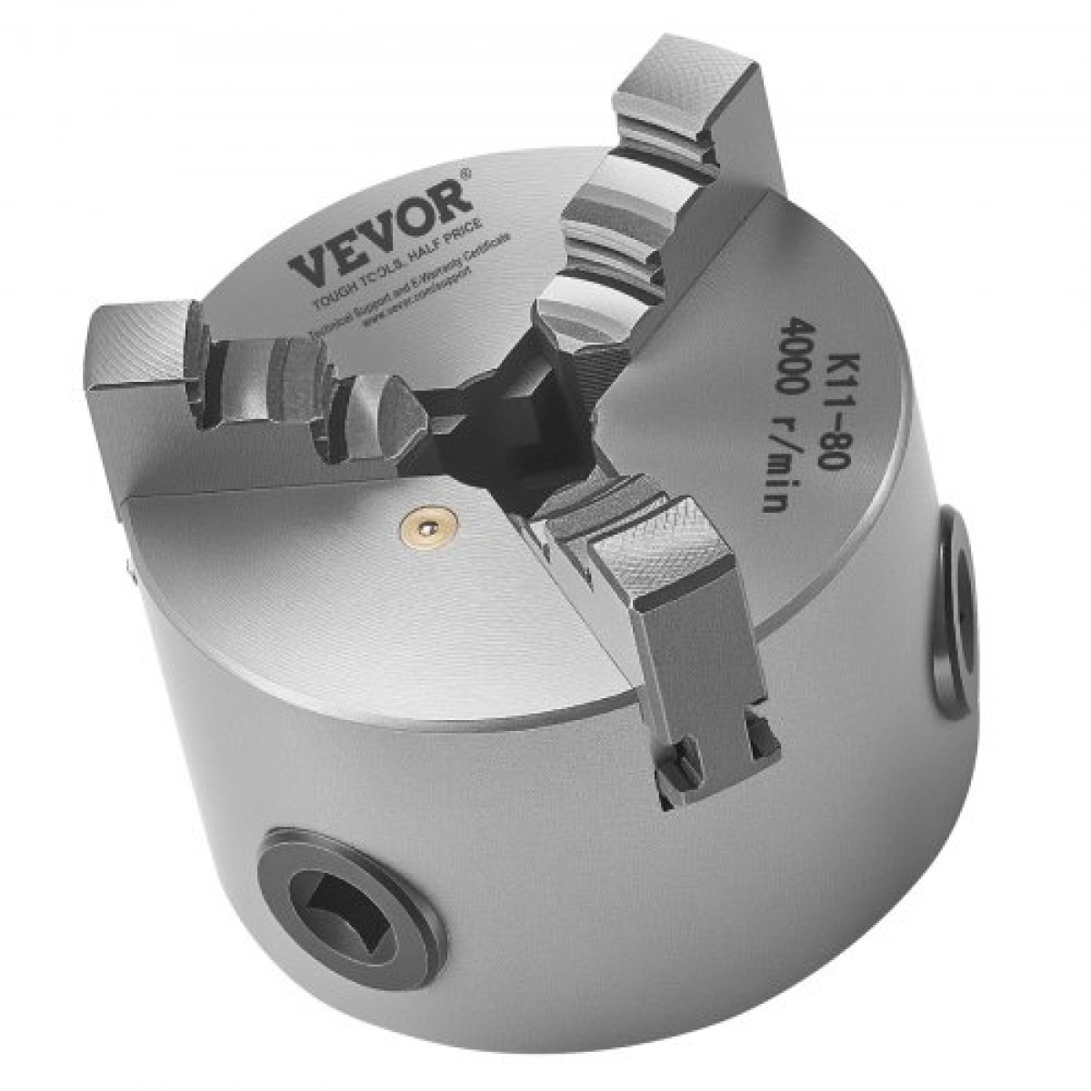 Τσοκ τόρνου VEVOR 3 σιαγόνων, 3 ιντσών (80 mm), τσοκ με αυτοκέντρο, 0,08-2,48 ίντσες (2-63 mm) Εύρος σύσφιξης με βίδες στερέωσης κλειδιού T Αναστρέψιμες σιαγόνες, υλικό HT300, Εσωτερικό εξωτερικό για μεταλλικό τόρνο ξύλου