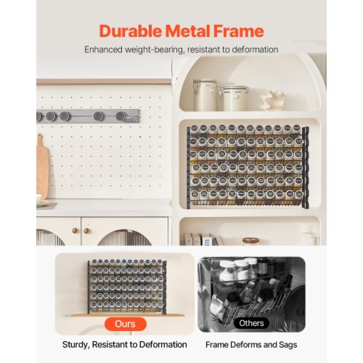 Organizer για ντουλάπι VEVOR Spice Rack, Organizer μπαχαρικών με 72 άδεια βάζα μπαχαρικών, καπάκια, ετικέτες μπαχαρικών και ολοκληρωμένο σετ χωνιού, οργάνωση καρυκευμάτων για πάγκο, κουζίνα, ντουλάπι, ντουλάπι, 23x16 in