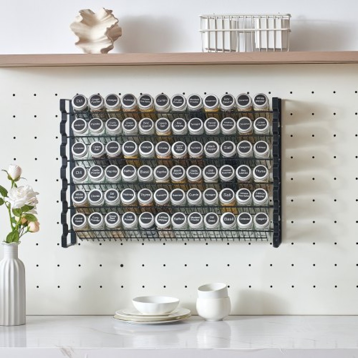Organizer για ντουλάπι VEVOR Spice Rack, Organizer μπαχαρικών με 72 άδεια βάζα μπαχαρικών, καπάκια, ετικέτες μπαχαρικών και ολοκληρωμένο σετ χωνιού, οργάνωση καρυκευμάτων για πάγκο, κουζίνα, ντουλάπι, ντουλάπι, 23x16 in