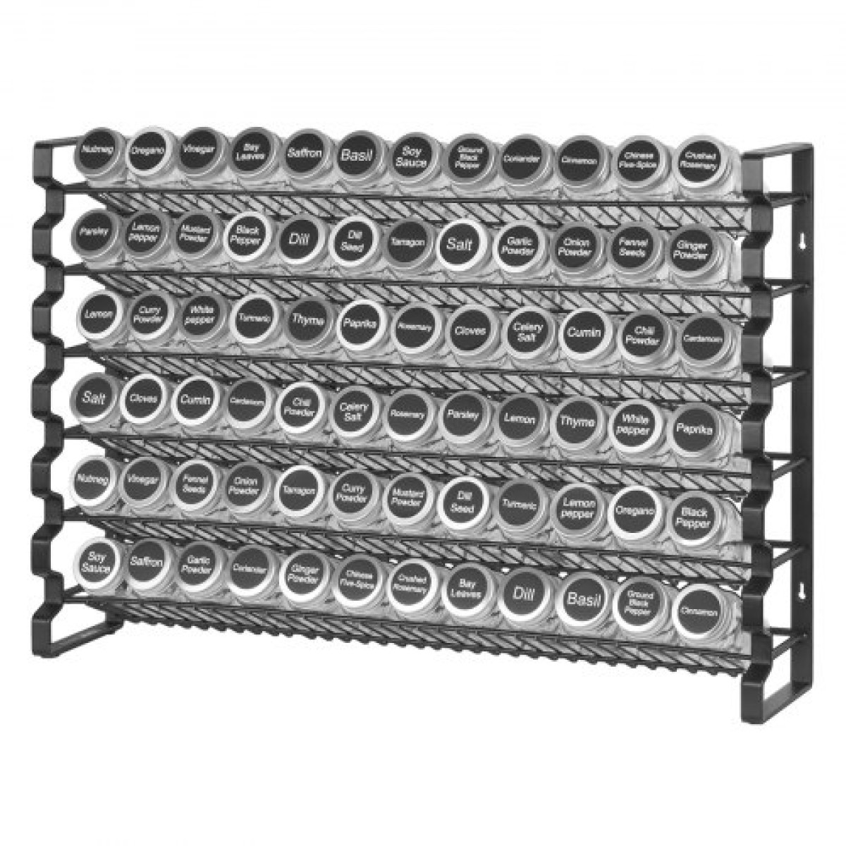 Organizer για ντουλάπι VEVOR Spice Rack, Organizer μπαχαρικών με 72 άδεια βάζα μπαχαρικών, καπάκια, ετικέτες μπαχαρικών και ολοκληρωμένο σετ χωνιού, οργάνωση καρυκευμάτων για πάγκο, κουζίνα, ντουλάπι, ντουλάπι, 23x16 in