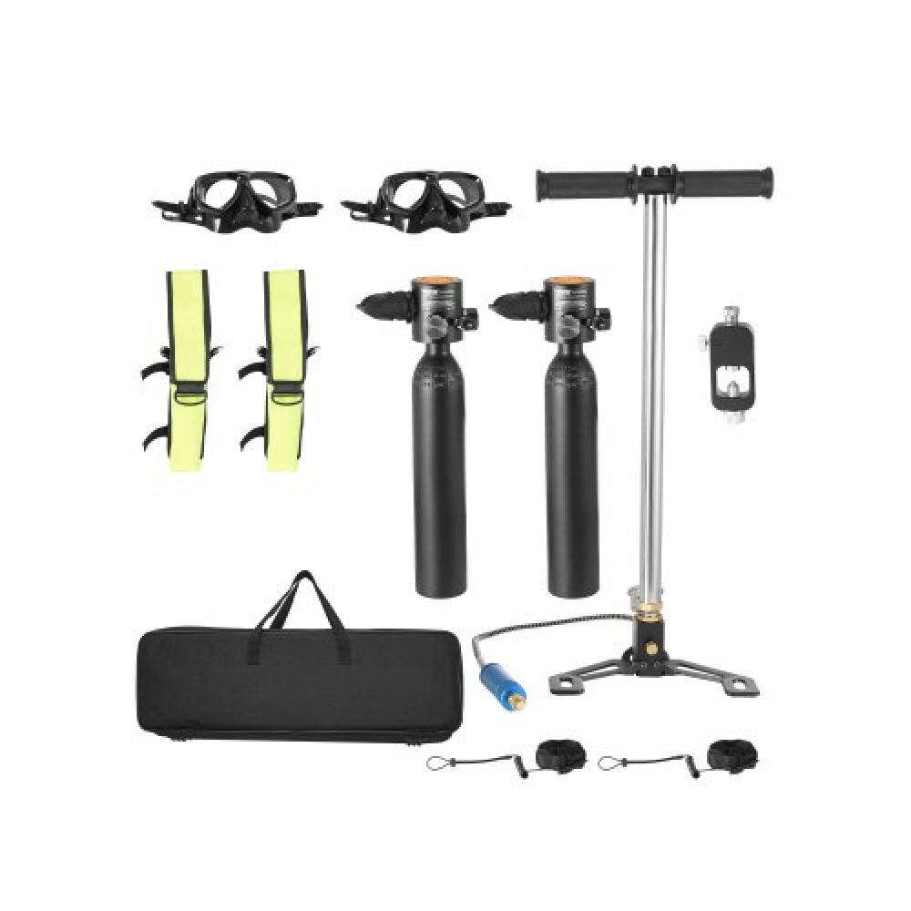 VEVOR 0.5L Scuba Tank 98.43 ft Diving Depth Portable Diving Tank with Pump