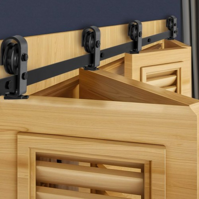 VEVOR Bi-folding Sliding Door Barn Hardware Track Kit, 64" Top Mount Track Kit, σύρεται ομαλά και αθόρυβα, βαρέως τύπου, εύκολο στην εγκατάσταση, κατάλληλο για τέσσερις πόρτες ντουλαπιών 15" ντουλαπιών πλυντηρίου ρούχων (Δεν περιλαμβάνονται)