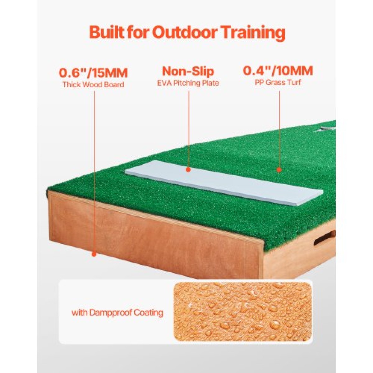 VEVOR Pitching Mound, Portable Baseball Pitcher's Mound, 85 in Indoor Outdoor Pitching Practice and Training Equipment, Softball Pitching Mound with Antifade Turf, Pitching Rubber, Ρυθμιζόμενη βάση