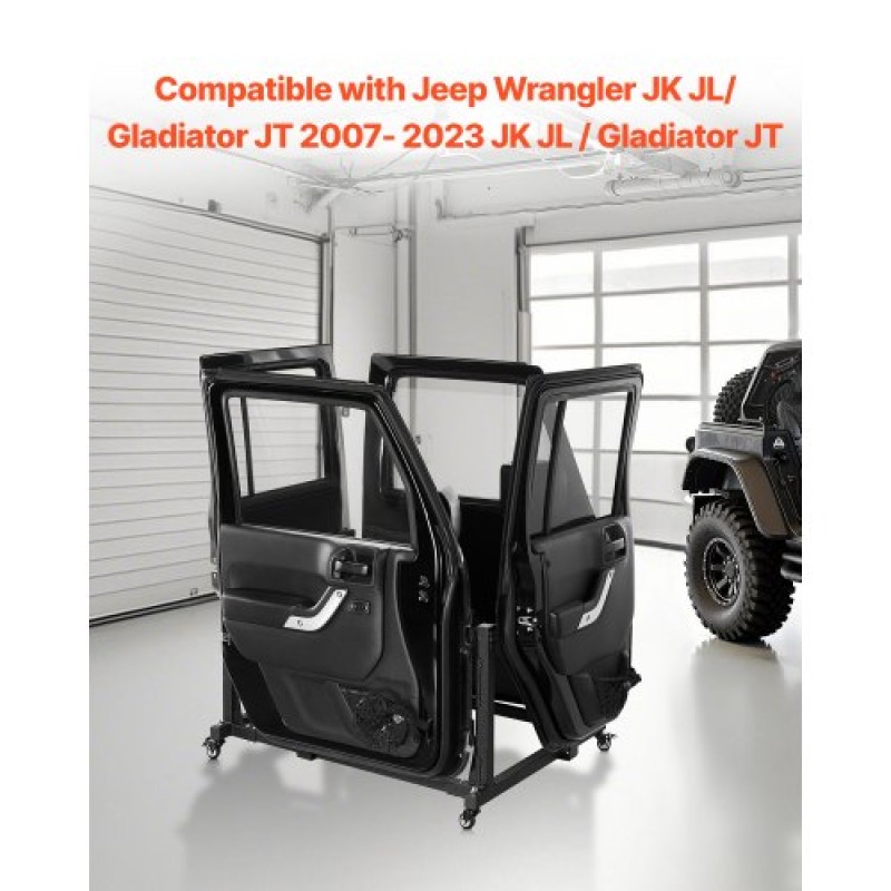 VEVOR Jeep Door Storage Cart, 4 Doors Moveable Storage Cart Rack with Thickened Rubber Cushion, Sturdy Door Door Cart Cart Fit for Jeep Wrangler JK JL/Gladiator JT 2007- 2023 JK JL / Gladiator JT