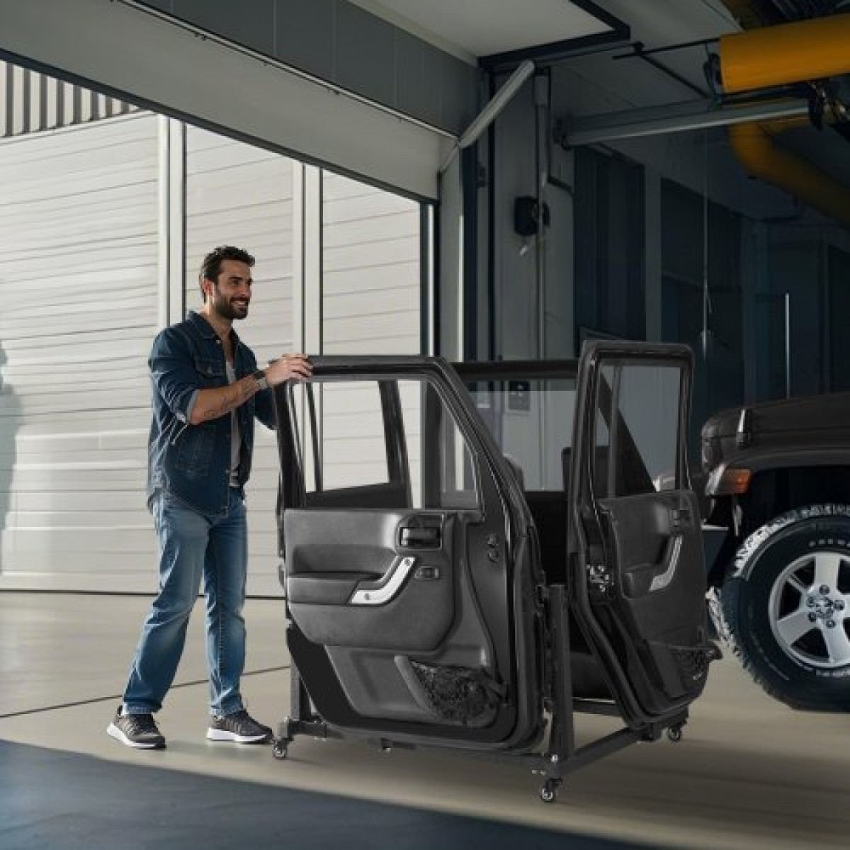 VEVOR Jeep Door Storage Cart, 4 Doors Moveable Storage Cart Rack with Thickened Rubber Cushion, Sturdy Door Door Cart Cart Fit for Jeep Wrangler JK JL/Gladiator JT 2007- 2023 JK JL / Gladiator JT