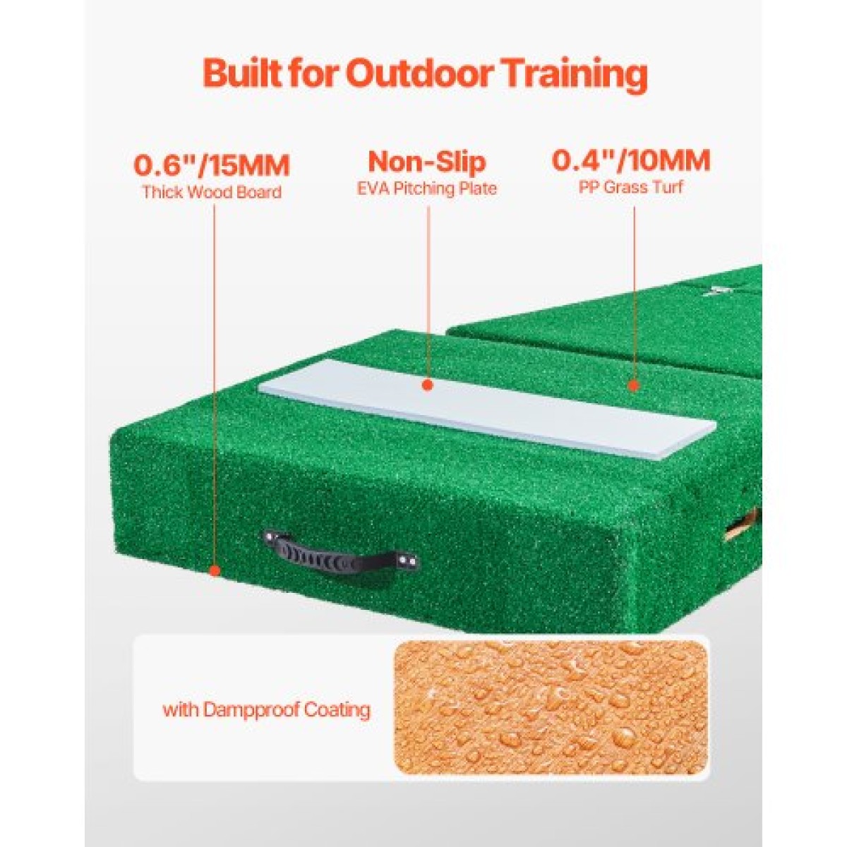 VEVOR Pitching Mound, Portable Baseball Pitcher's Mound, 77 in IIdoor Outdoor Pitching Practice and Training Equipment, Softball Pitching Aid with Antifade Turf, Pitching Rubber, Carry Handles