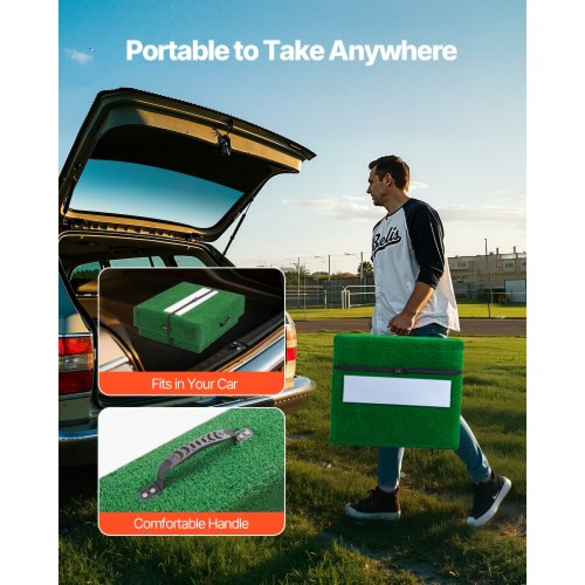VEVOR Pitching Mound, Portable Baseball Pitcher's Mound, 77 in IIdoor Outdoor Pitching Practice and Training Equipment, Softball Pitching Aid with Antifade Turf, Pitching Rubber, Carry Handles