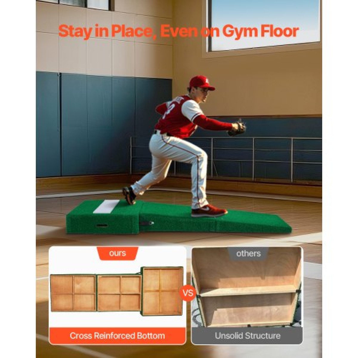 VEVOR Pitching Mound, Portable Baseball Pitcher's Mound, 77 in IIdoor Outdoor Pitching Practice and Training Equipment, Softball Pitching Aid with Antifade Turf, Pitching Rubber, Carry Handles