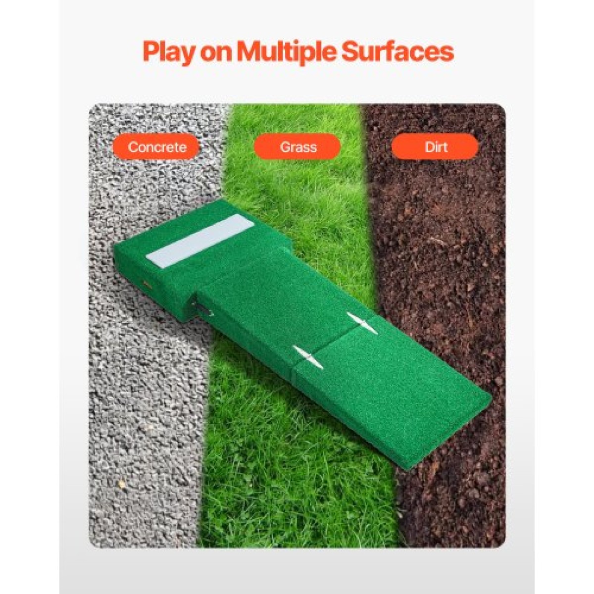 VEVOR Pitching Mound, Portable Baseball Pitcher's Mound, 77 in IIdoor Outdoor Pitching Practice and Training Equipment, Softball Pitching Aid with Antifade Turf, Pitching Rubber, Carry Handles