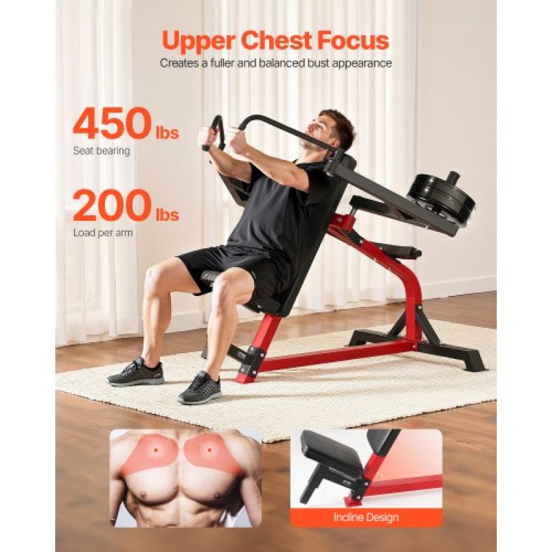 VEVOR Inclin Chest Fly and Rear Delt Fly Machine, 450 LBS Chest Machine, Ρυθμιζόμενο σετ πάγκων στήθους γυμναστικής, οικιακός εξοπλισμός γυμναστικής για μηχάνημα προπόνησης δύναμης άνω μέρους σώματος