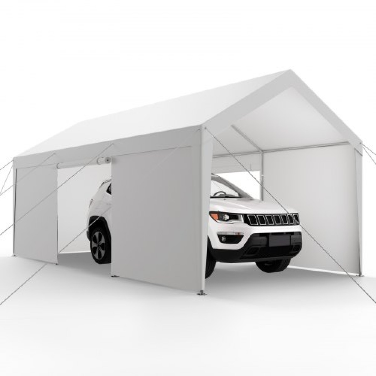VEVOR Carport, 12 x 20 FT υπαίθριο κουβούκλιο αυτοκινήτου, φορητό υπόστεγο με αφαιρούμενα πλευρικά τοιχώματα και πόρτα, βαρέως τύπου στέγαστρο αυτοκινήτου, ανθεκτικό στην υπεριώδη ακτινοβολία & αδιάβροχο, Προστασία όλων των εποχών για αυτοκίνητο σκάφο