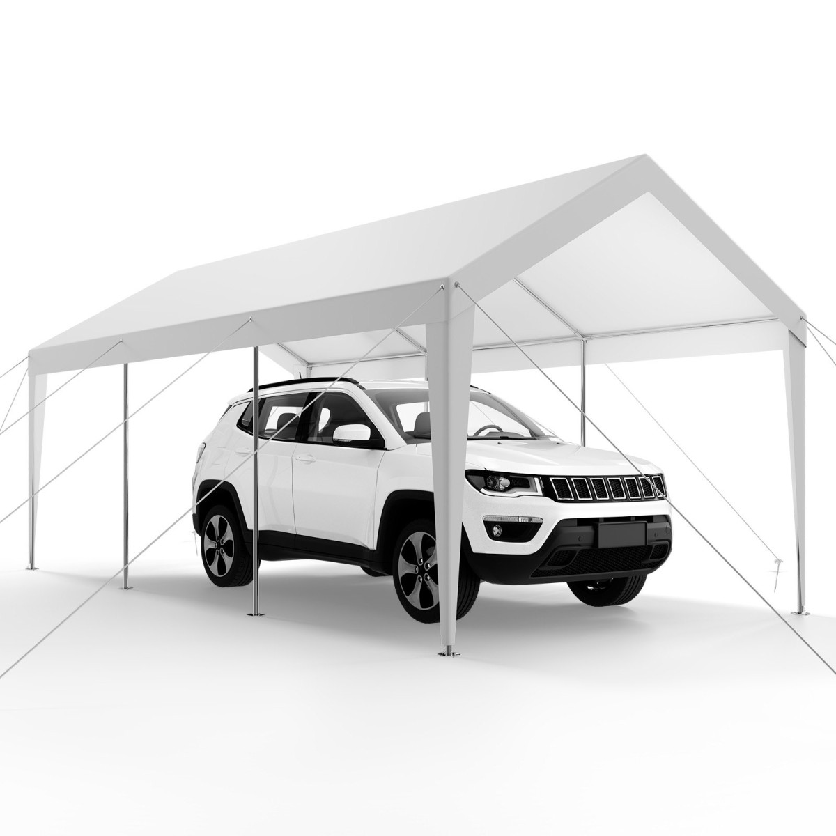 VEVOR Carport, 10 x 20 FT κουβούκλιο εξωτερικού χώρου, πόσιμο υπόστεγο, γαλβανισμένο βαρέως τύπου στέγαστρο αυτοκινήτου, ανθεκτικό στην υπεριώδη ακτινοβολία & αδιάβροχο, προστασία για όλες τις εποχές, υπόστεγο αποθήκευσης για μοτοσυκλέτες σκάφους Λευκ