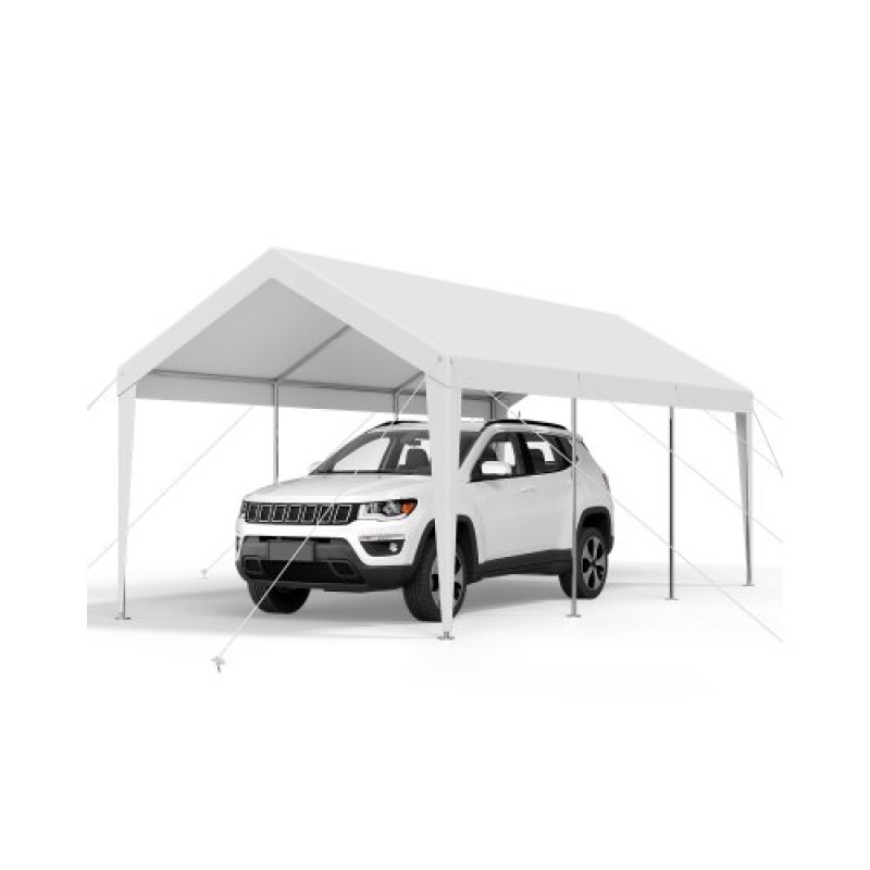 VEVOR Carport, 10 x 20 FT κουβούκλιο εξωτερικού χώρου, πόσιμο υπόστεγο, γαλβανισμένο βαρέως τύπου στέγαστρο αυτοκινήτου, ανθεκτικό στην υπεριώδη ακτινοβολία & αδιάβροχο, προστασία για όλες τις εποχές, υπόστεγο αποθήκευσης για μοτοσυκλέτες σκάφους Λευκ