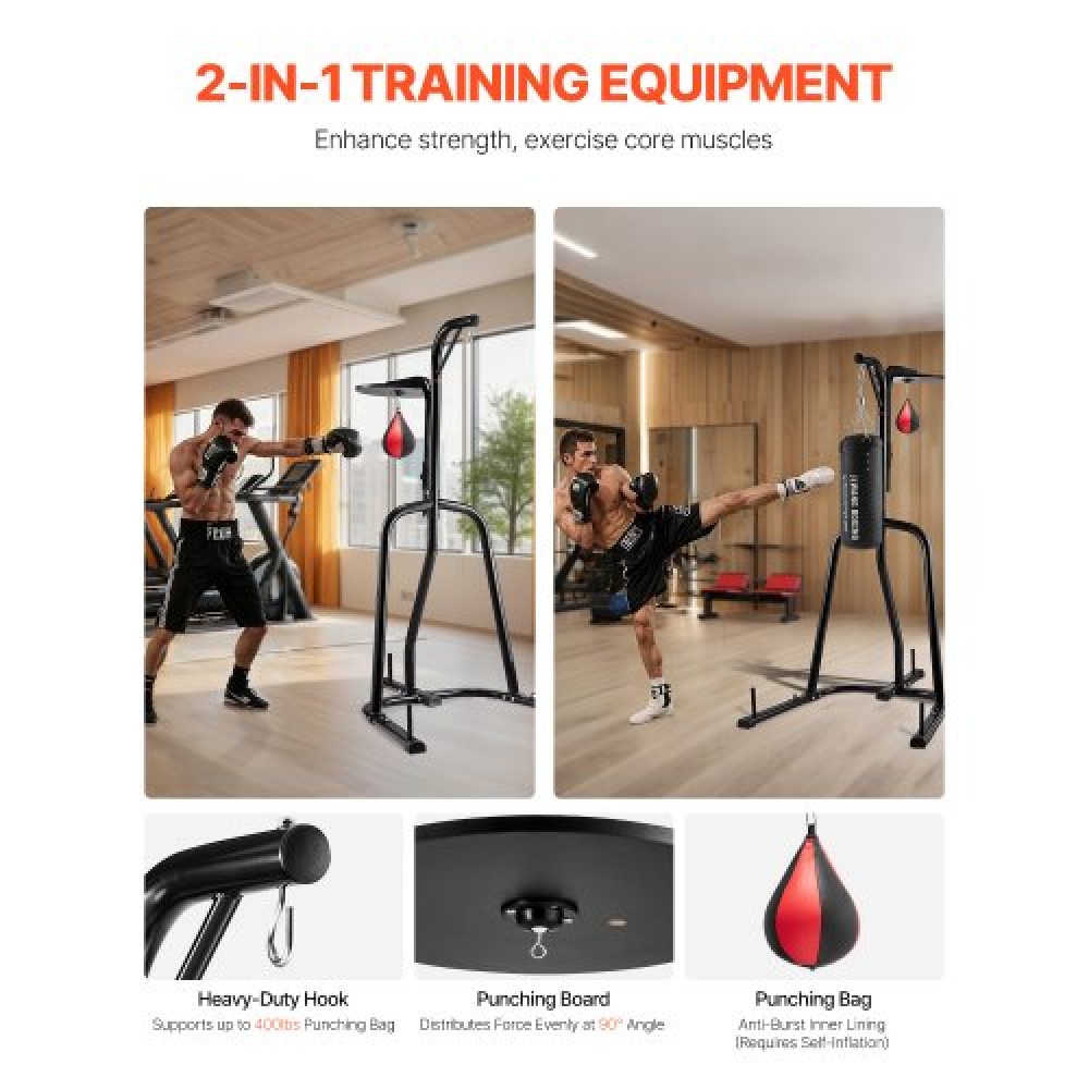 VEVOR 2 in 1 Heavy Duty Punching Bag Frame Boxing Punching Fitness Stand Steel