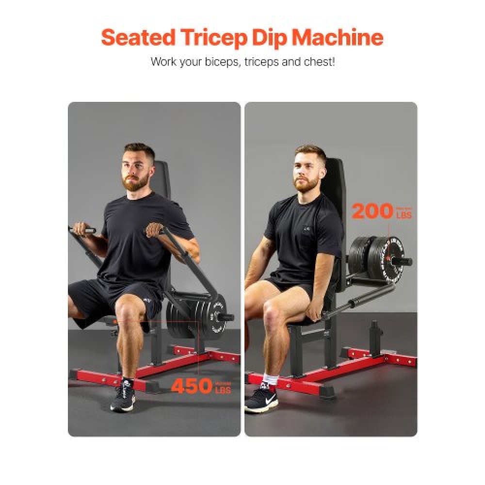 VEVOR Seated Dip Machine Tricep Bicep Press Down Chest Training with Cable Bar