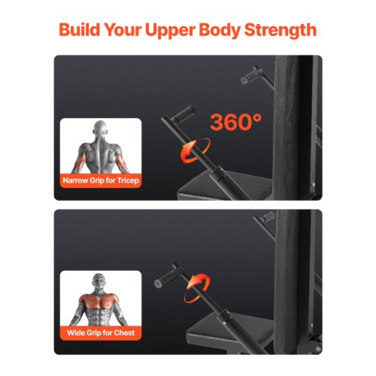 VEVOR Seated Dip Machine, Tricep Bicep Press Down Machine με καλωδιακή ράβδο, ρυθμιζόμενο κάθισμα και πλάτη, εξοπλισμός άσκησης για προπόνηση στήθους, γυμναστική άσκηση ώθησης άνω μέρους σώματος, κράτημα έως 450 LBS