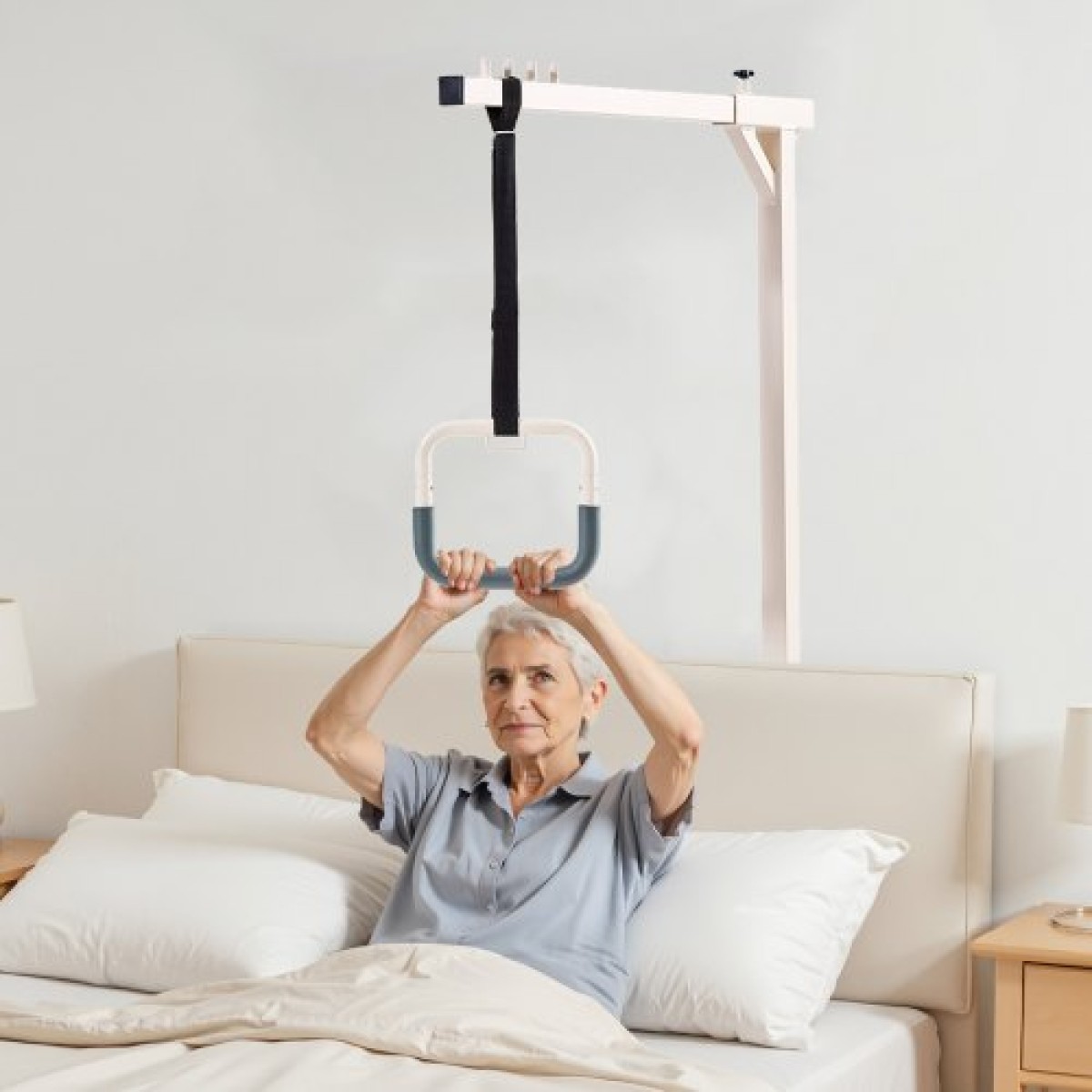 VEVOR Trapeze Bar for Bed Mobility, Heavy-Duty Steel Free Standing Bar Trapeze 250 LBS Weight Capacity, Hospital Bed Pull Up Assist για ηλικιωμένους και άτομα με ειδικές ανάγκες, Ιδανικό για νοσοκομεία, γηροκομείο, φροντίδα στο σπίτι
