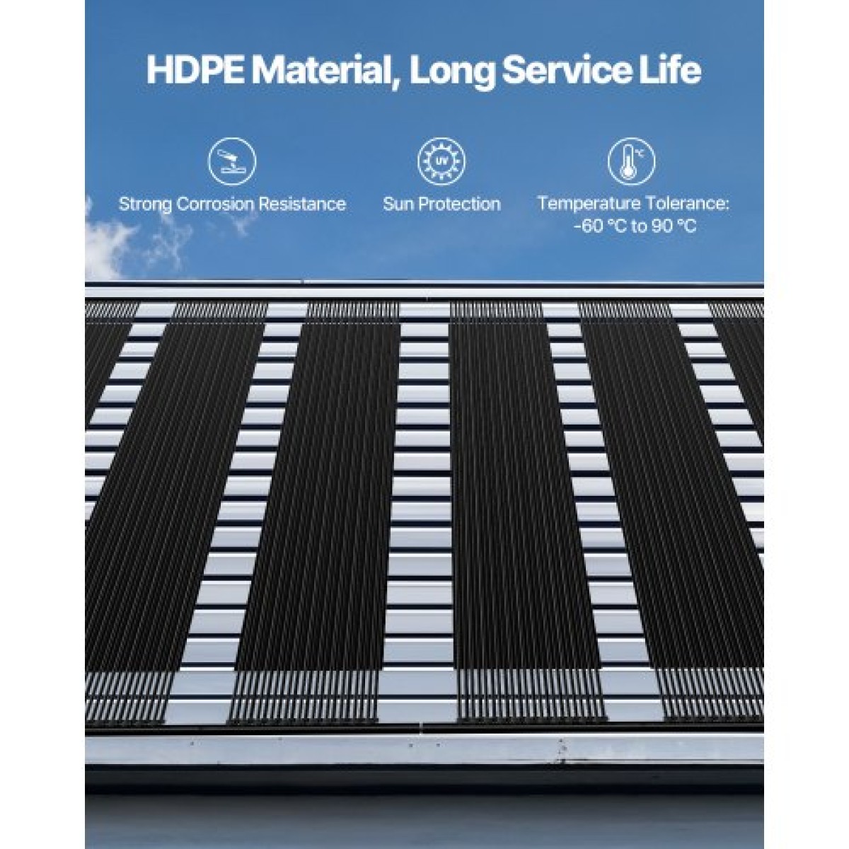 VEVOR Solar Pool Heater, 4 x 10 ft HDPE Solar Pool Panel ( 4 Pcs) - Ανθεκτικό και ανθεκτικό στις καιρικές συνθήκες, με πλήρη αξεσουάρ, Universal ηλιακό πάνελ πισίνας–Αυξάνει τη θερμοκρασία του νερού, πάνω και εσωτερική πισίνα
