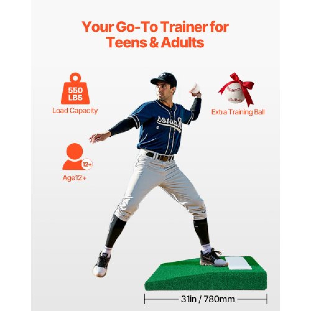 VEVOR Pitching Mound, Φορητό Baseball Pitcher's Mound, 31 indoor Outdoor Pitching Practice and Training Equipment, Softball Pitching Aid with Antifade Turf, Pitching Rubber, Carry Handle