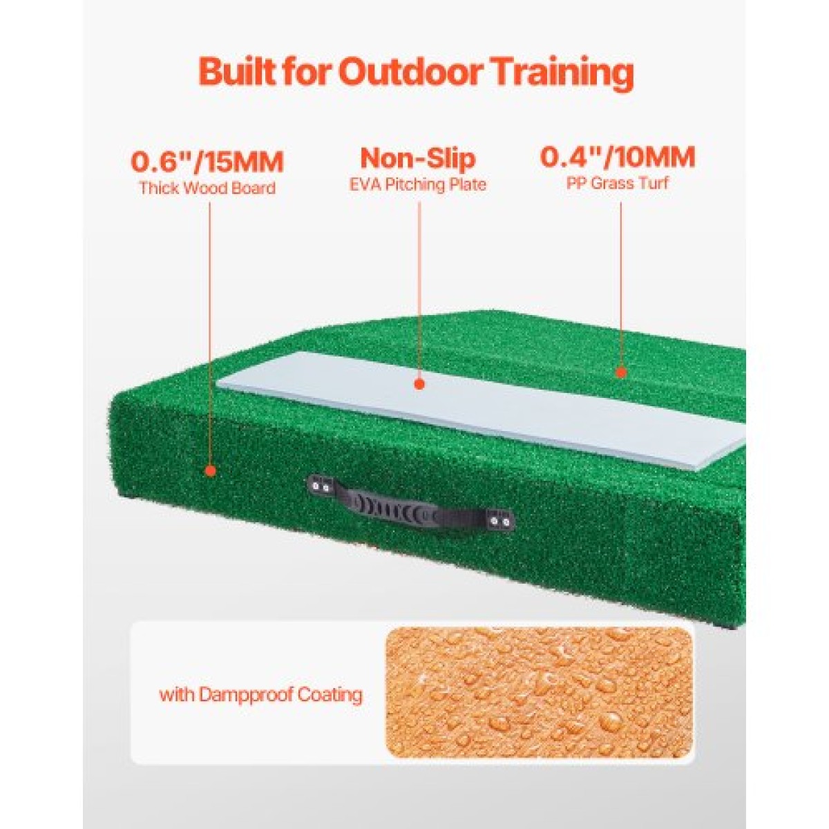 VEVOR Pitching Mound, Φορητό Baseball Pitcher's Mound, 31 indoor Outdoor Pitching Practice and Training Equipment, Softball Pitching Aid with Antifade Turf, Pitching Rubber, Carry Handle