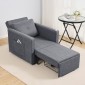 VEVOR Sleeper Καναπές-κρεβάτι, Μετατρέψιμο κρεβάτι ύπνου με πλαϊνή τσέπη, μαξιλάρι, υποβραχιόνιο και επιτραπέζια σανίδα, πλάτη με 5 ρυθμιζόμενες γωνίες, καναπές μονό συρόμενο με 2 ρόδες και χώρο αποθήκευσης στο κάτω μέρος, γκρι