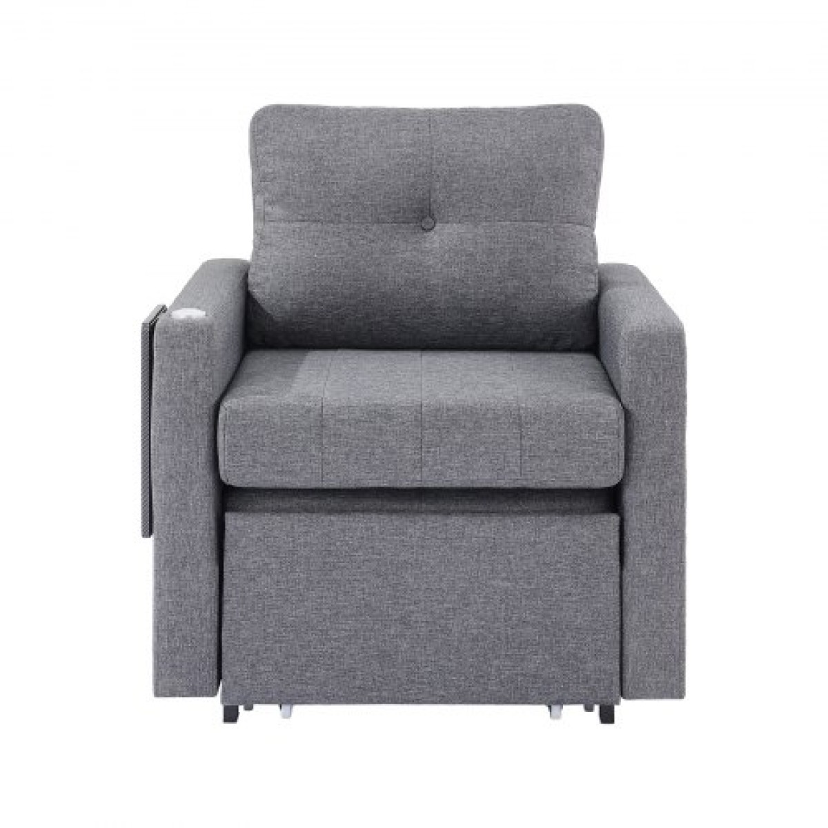 VEVOR Sleeper Καναπές-κρεβάτι, Μετατρέψιμο κρεβάτι ύπνου με πλαϊνή τσέπη, μαξιλάρι, υποβραχιόνιο και επιτραπέζια σανίδα, πλάτη με 5 ρυθμιζόμενες γωνίες, καναπές μονό συρόμενο με 2 ρόδες και χώρο αποθήκευσης στο κάτω μέρος, γκρι