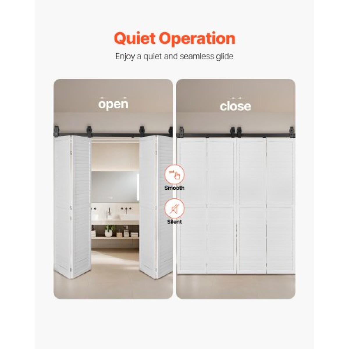 VEVOR Bi-folding Sliding Door Barn Hardware Track Kit, 76" Top Mount Track Kit, σύρεται ομαλά και αθόρυβα, βαρέως τύπου, εύκολο στην εγκατάσταση, κατάλληλο για τέσσερις πόρτες ντουλαπιών 18" ντουλαπιών πλυντηρίου ρούχων (Δεν περιλαμβάνονται)