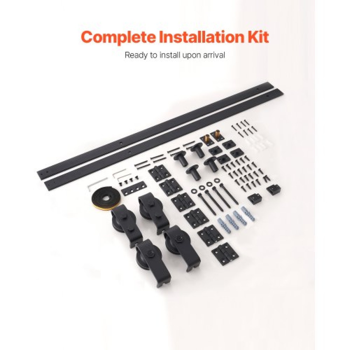 VEVOR Bi-folding Sliding Door Barn Hardware Track Kit, 76" Top Mount Track Kit, σύρεται ομαλά και αθόρυβα, βαρέως τύπου, εύκολο στην εγκατάσταση, κατάλληλο για τέσσερις πόρτες ντουλαπιών 18" ντουλαπιών πλυντηρίου ρούχων (Δεν περιλαμβάνονται)