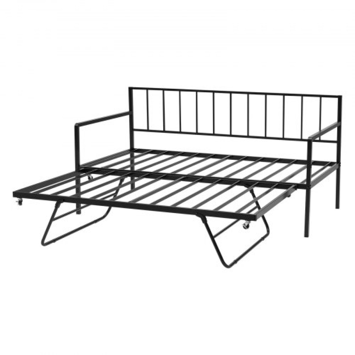 VEVOR Πλαίσιο daybed με διπλό μέγεθος, ρυθμιζόμενο ύψος κρεβατιού ημέρας με κορδόνι, βαρέως τύπου μεταλλικό σκελετό κρεβατιού με φως LED και σταθμό φόρτισης, διπλό κρεβάτι ημέρας με μεταλλικές τάπες για σαλόνι, υπνοδωμάτιο