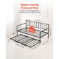 VEVOR Πλαίσιο daybed με διπλό μέγεθος, ρυθμιζόμενο ύψος κρεβατιού ημέρας με κορδόνι, βαρέως τύπου μεταλλικό σκελετό κρεβατιού με φως LED και σταθμό φόρτισης, διπλό κρεβάτι ημέρας με μεταλλικές τάπες για σαλόνι, υπνοδωμάτιο