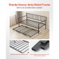 VEVOR Πλαίσιο daybed με διπλό μέγεθος, ρυθμιζόμενο ύψος κρεβατιού ημέρας με κορδόνι, βαρέως τύπου μεταλλικό σκελετό κρεβατιού με φως LED και σταθμό φόρτισης, διπλό κρεβάτι ημέρας με μεταλλικές τάπες για σαλόνι, υπνοδωμάτιο