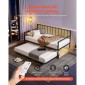 VEVOR Πλαίσιο daybed με διπλό μέγεθος, ρυθμιζόμενο ύψος κρεβατιού ημέρας με κορδόνι, βαρέως τύπου μεταλλικό σκελετό κρεβατιού με φως LED και σταθμό φόρτισης, διπλό κρεβάτι ημέρας με μεταλλικές τάπες για σαλόνι, υπνοδωμάτιο