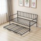 VEVOR Πλαίσιο daybed με διπλό μέγεθος, ρυθμιζόμενο ύψος κρεβατιού ημέρας με κορδόνι, βαρέως τύπου μεταλλικό σκελετό κρεβατιού με φως LED και σταθμό φόρτισης, διπλό κρεβάτι ημέρας με μεταλλικές τάπες για σαλόνι, υπνοδωμάτιο