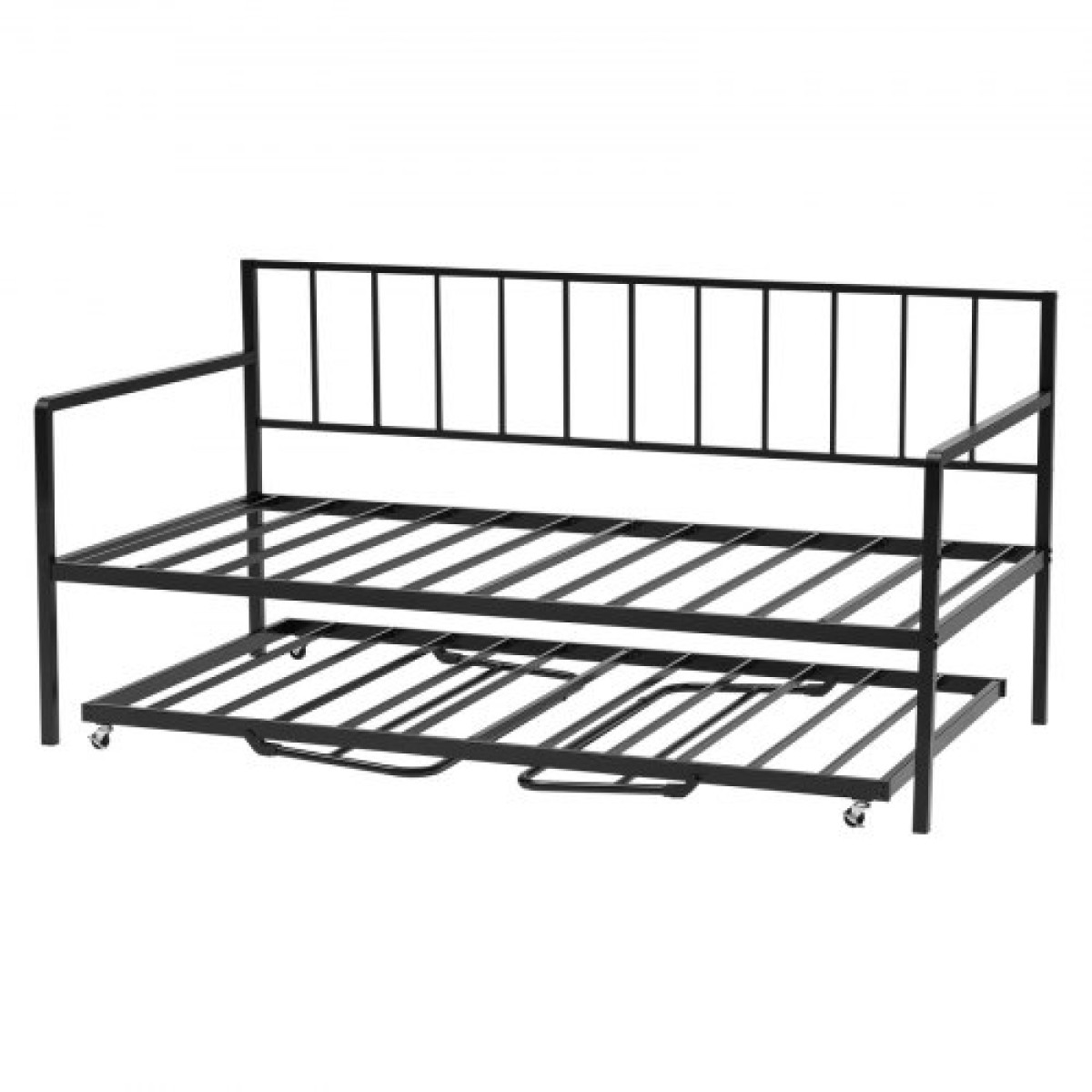 VEVOR Πλαίσιο daybed με διπλό μέγεθος, ρυθμιζόμενο ύψος κρεβατιού ημέρας με κορδόνι, βαρέως τύπου μεταλλικό σκελετό κρεβατιού με φως LED και σταθμό φόρτισης, διπλό κρεβάτι ημέρας με μεταλλικές τάπες για σαλόνι, υπνοδωμάτιο
