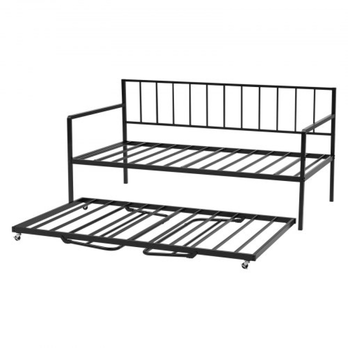 VEVOR Πλαίσιο daybed με διπλό μέγεθος, ρυθμιζόμενο ύψος κρεβατιού ημέρας με κορδόνι, βαρέως τύπου μεταλλικό σκελετό κρεβατιού με φως LED και σταθμό φόρτισης, διπλό κρεβάτι ημέρας με μεταλλικές τάπες για σαλόνι, υπνοδωμάτιο