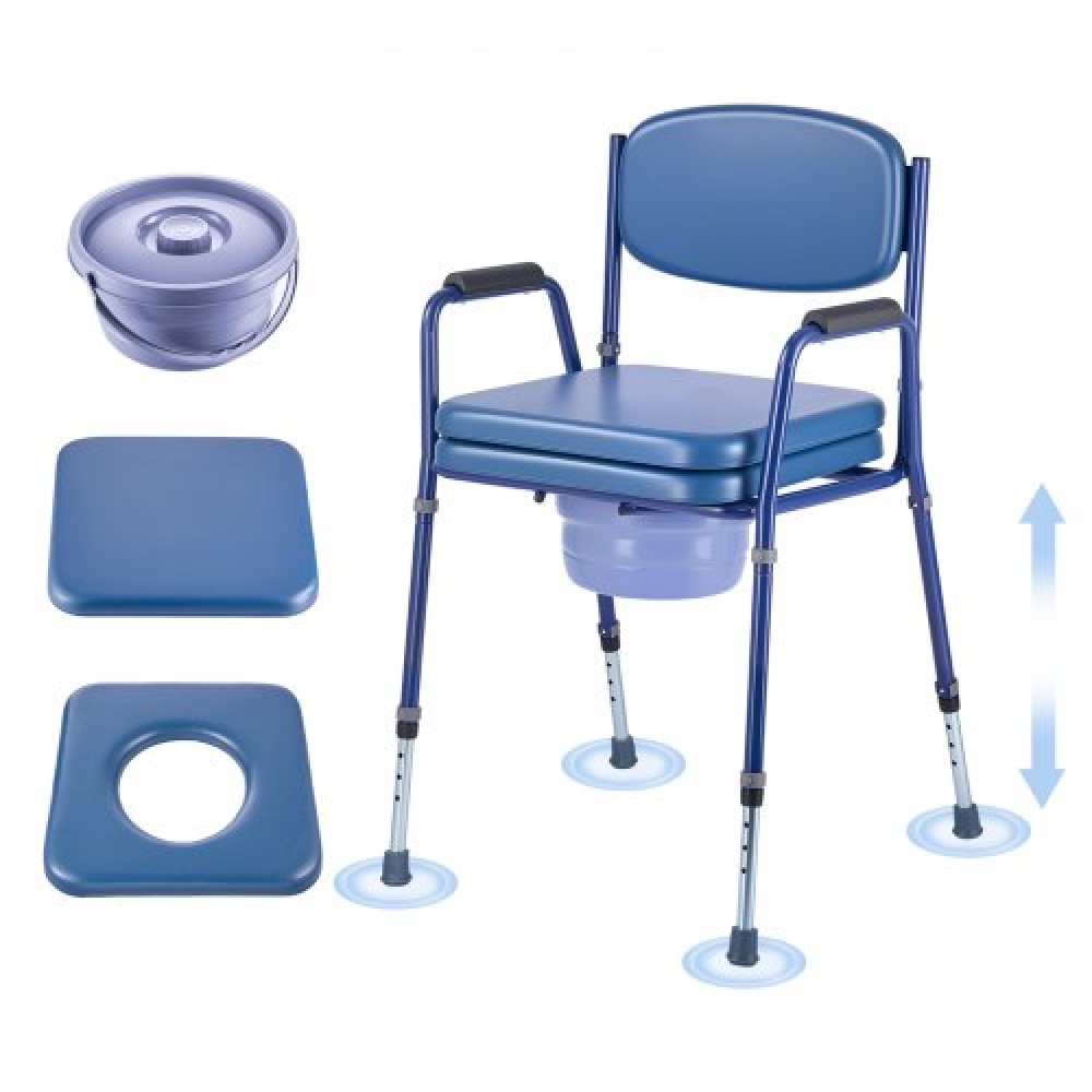 VEVOR Bedside Commode Chair 3-in-1 Raised Toilet Seat 181 kg Adjustable Height