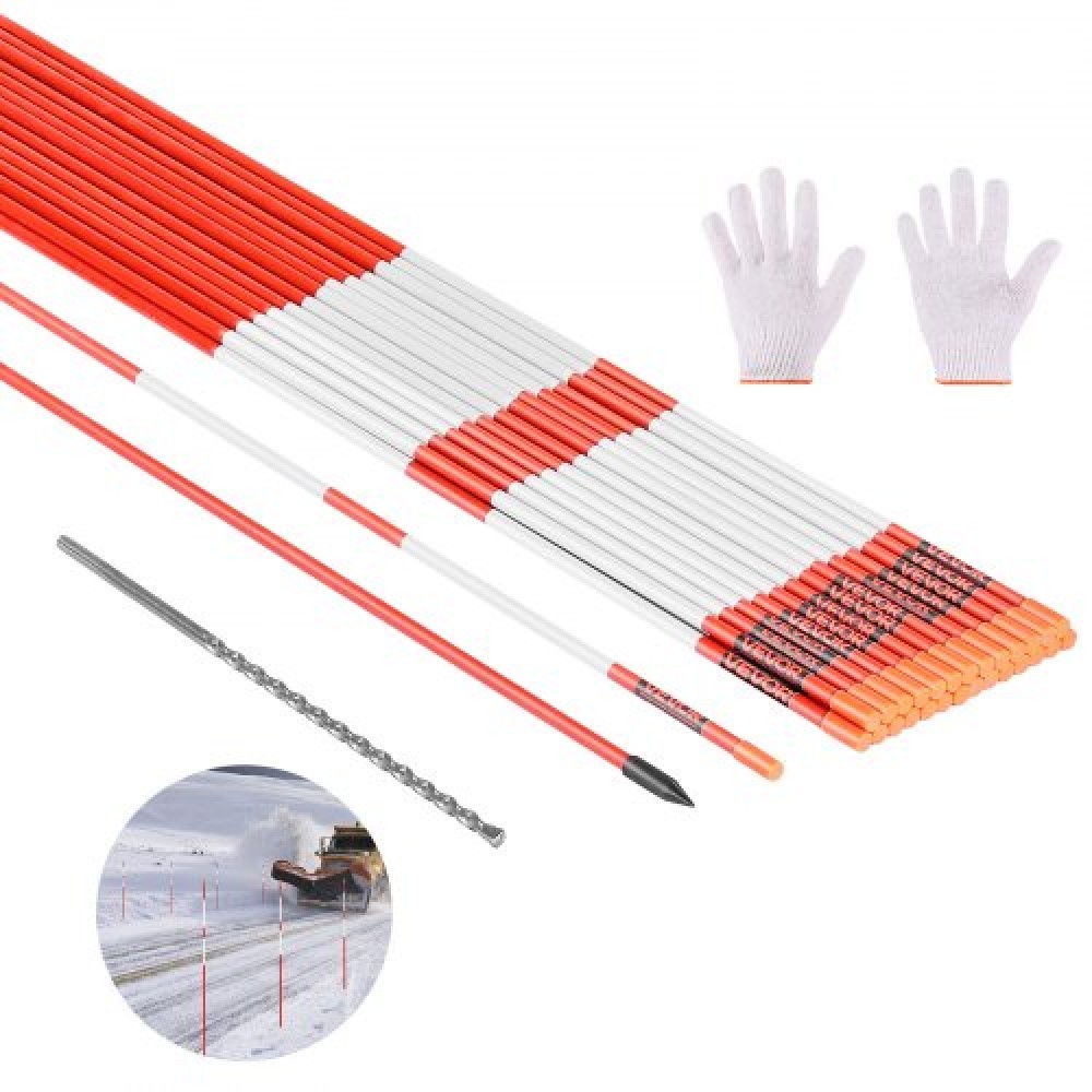 VEVOR 50Pcs Reflective Driveway Markers 5/16" Dia 60 in Snow Stakes Reflectors