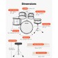 VEVOR Kids Drum Set, 5 τεμαχίων 16 ιντσών / 406,4 mm Junior Drum set, σετ τύμπανων για αρχάριους με ρυθμιζόμενο θρόνο και δύο ζευγάρια τύμπανα, κιτ οργάνων για τύμπανα μουσικής εκμάθησης, για παιδιά ηλικίας 6-13 (Ασημί)