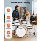 VEVOR Kids Drum Set, 5 τεμαχίων 16 ιντσών / 406,4 mm Junior Drum set, σετ τύμπανων για αρχάριους με ρυθμιζόμενο θρόνο και δύο ζευγάρια τύμπανα, κιτ οργάνων για τύμπανα μουσικής εκμάθησης, για παιδιά ηλικίας 6-13 (Ασημί)