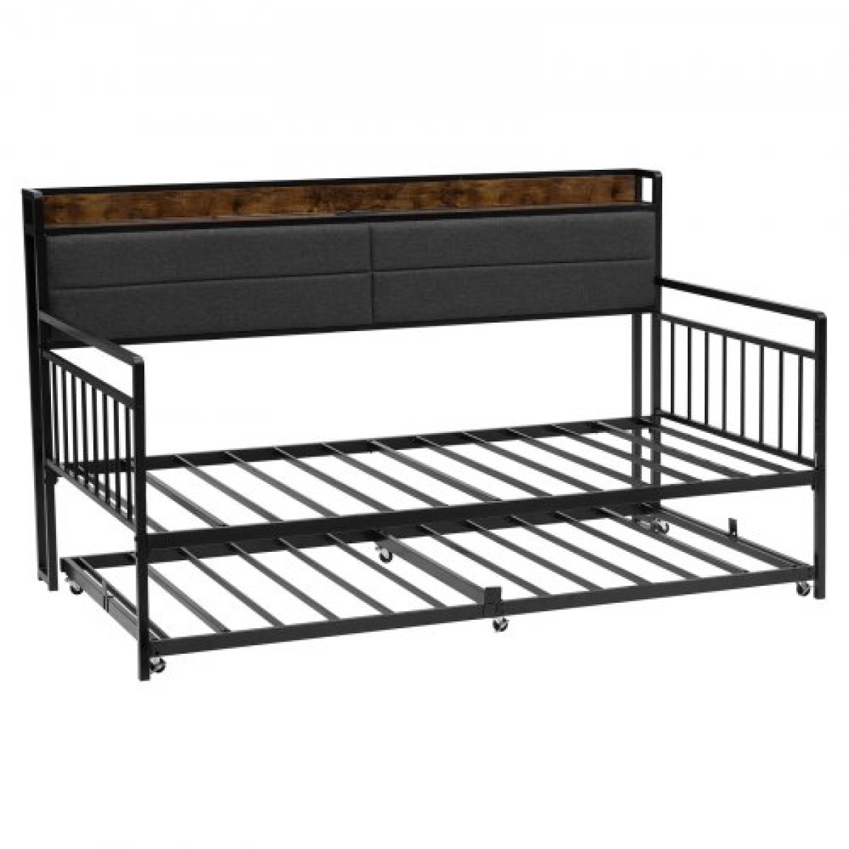 Πλαίσιο Daybed VEVOR Twin Size, Day Bed with Strend, Heavy Duty Metal Platform Rad Frame with Charging Station, Twin Day Bed with Metal Slats Support for Living Room, Υπνοδωμάτιο, Ξενώνας, Easy Assembly