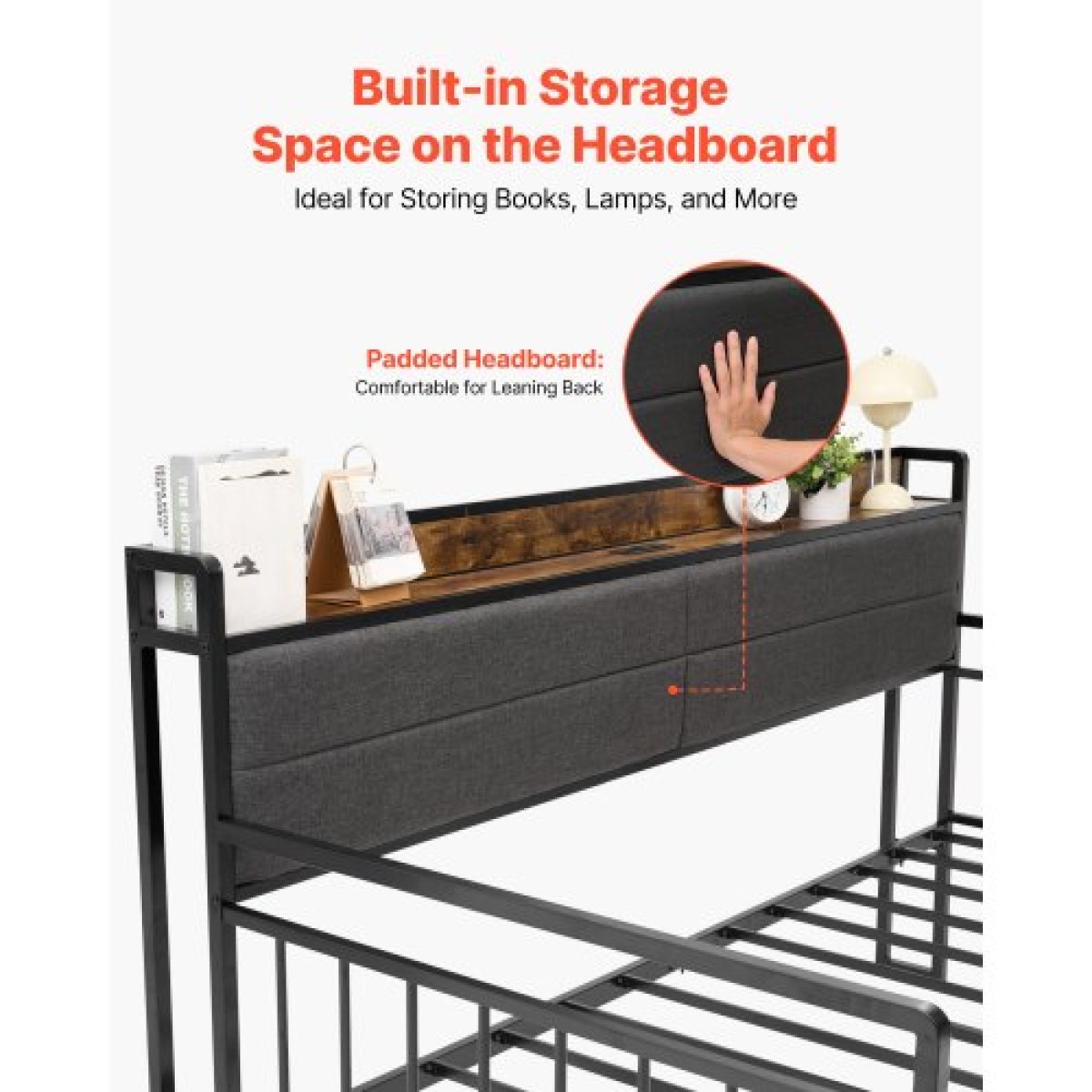 Πλαίσιο Daybed VEVOR Twin Size, Day Bed with Strend, Heavy Duty Metal Platform Rad Frame with Charging Station, Twin Day Bed with Metal Slats Support for Living Room, Υπνοδωμάτιο, Ξενώνας, Easy Assembly