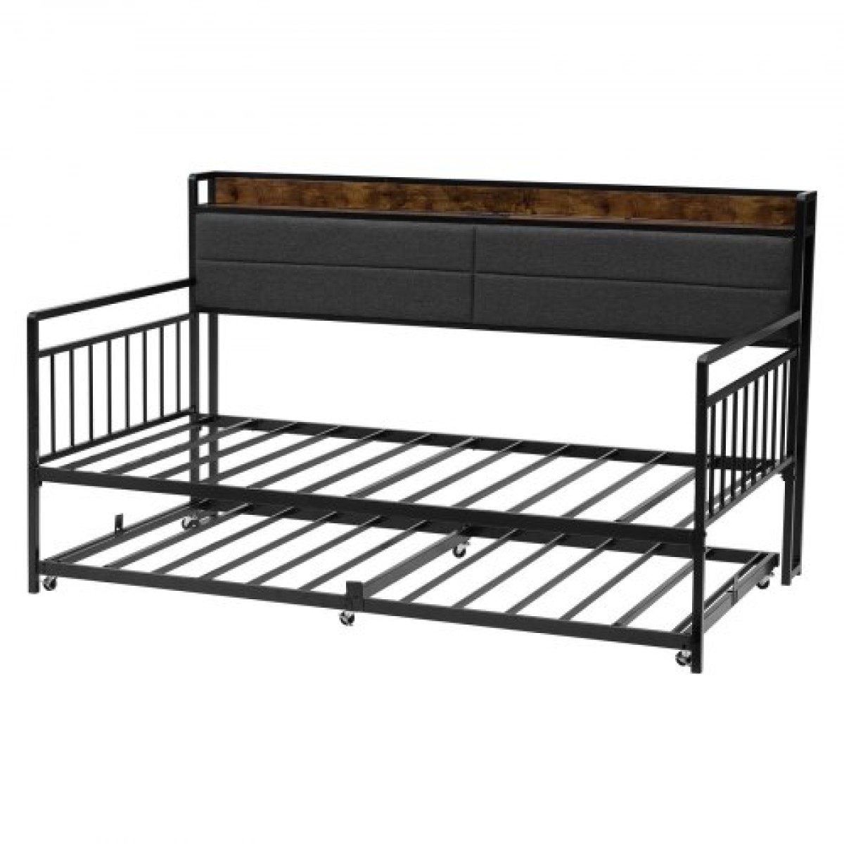 Πλαίσιο Daybed VEVOR Twin Size, Day Bed with Strend, Heavy Duty Metal Platform Rad Frame with Charging Station, Twin Day Bed with Metal Slats Support for Living Room, Υπνοδωμάτιο, Ξενώνας, Easy Assembly