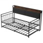 Πλαίσιο Daybed VEVOR Twin Size, Day Bed with Strend, Heavy Duty Metal Platform Rad Frame with Charging Station, Twin Day Bed with Metal Slats Support for Living Room, Υπνοδωμάτιο, Ξενώνας, Easy Assembly