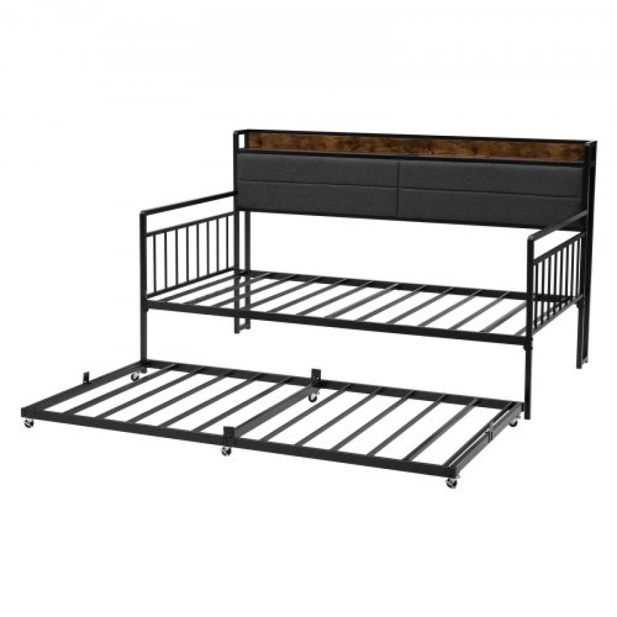 Πλαίσιο Daybed VEVOR Twin Size, Day Bed with Strend, Heavy Duty Metal Platform Rad Frame with Charging Station, Twin Day Bed with Metal Slats Support for Living Room, Υπνοδωμάτιο, Ξενώνας, Easy Assembly