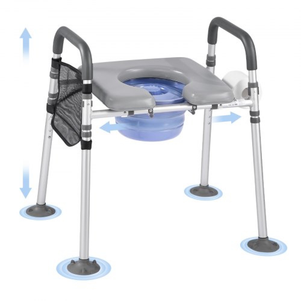 VEVOR Bedside Commode Chair 4-in-1 Raised Toilet Seat Adjustable Height 500 lbs