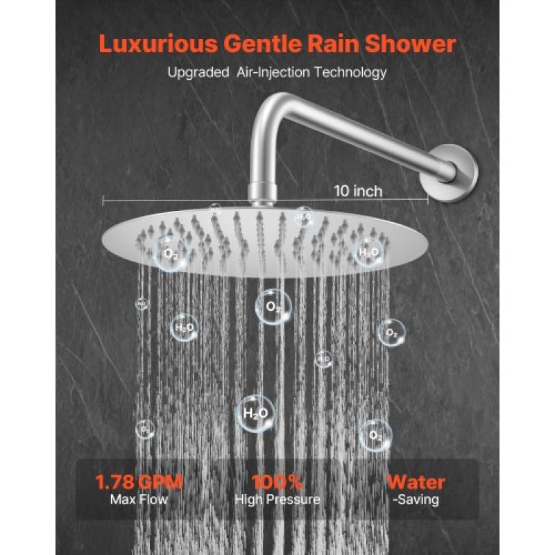 VEVOR Shower Faucet Set 10" Round Rain Shower Head and Hand Set Brushed Nickel