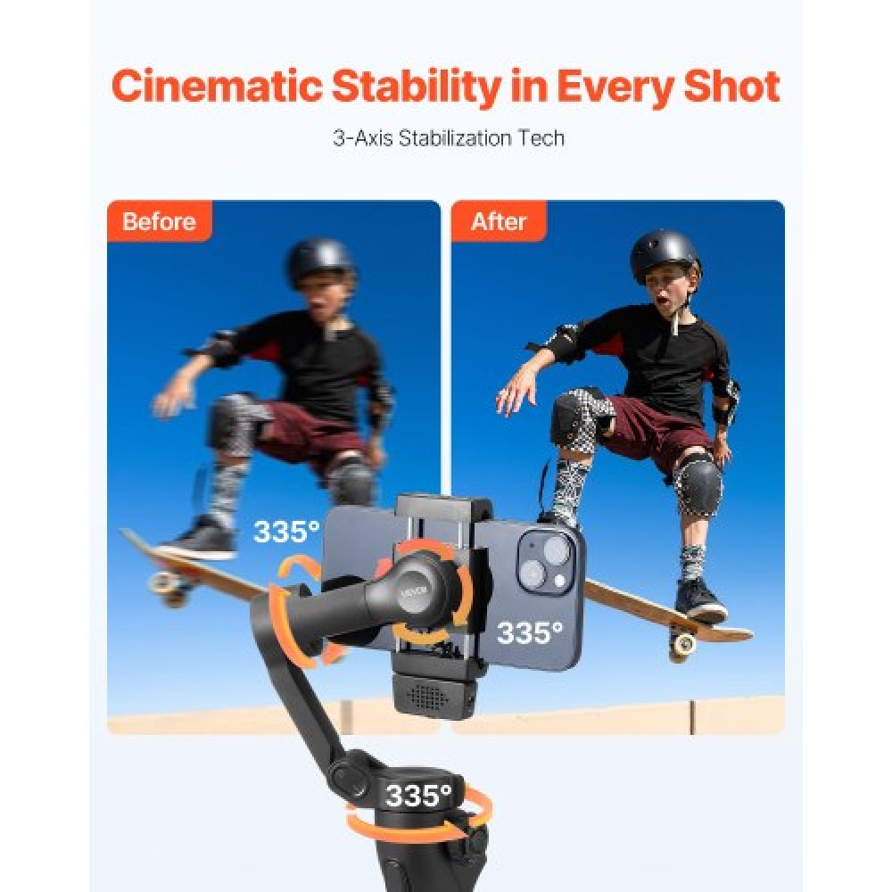 VEVOR 3-Axis Phone Gimbal Stabilizer for Smartphone AI-Powered Auto Tracking